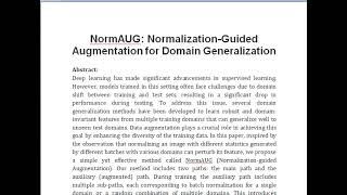 NormAUG Normalization Guided Augmentation for Domain Generalization [upl. by Mckenzie]