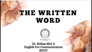 The written Word English For Communication SGOU FYUGP BA [upl. by Lihkin]