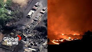 California wildfires Corral grass fire scorches thousands of acres in San Joaquin Valley [upl. by Noiztneb308]