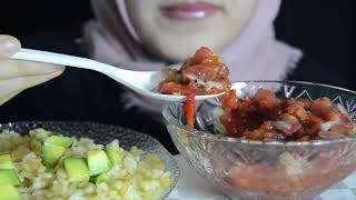 Avokadolu bulgur pilavı  köz domatesli salata  NF Mukbang [upl. by Anasus]