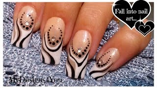 Abstract Nail Art Tutorial  Black and White Nails ♥ Абстрактный ЧерноБелый Дизайн Ногтей [upl. by Laird]