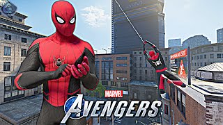 Marvels Avengers Game  SpiderMan Far From Home Movie Suit Free Roam Gameplay 4K 60fps [upl. by Alekal]