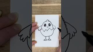 Easter Chick in Egg Doodle 🐣 ✏️ to Chick Chick Chick by Ted Weems art shorts easydrawing [upl. by Ahsinej]