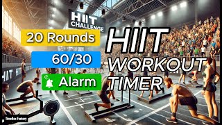 Simple HIIT Workout Timer 60  30 Interval  Including Alarm  No Music [upl. by Philender]