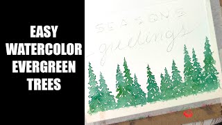 Easy Evergreen Watercolor Trees [upl. by Nork]