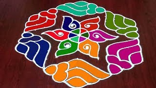 Latest Easy 13x7 dots Shankh Rangoli Kolam  Dhanurmasam Muggulu  Rangoli World [upl. by Carny]