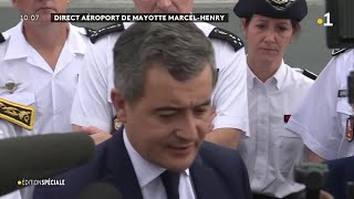 Darmanin à Mayotte  Annonce des mesures radicales en direct de laéroport Marcel Henry [upl. by Kaden742]