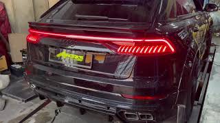 Audi Q8 TFSI 55 custom tune downpipes and full exhaust and BMC drop in filter [upl. by Ainoet]