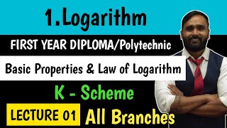 1LOGARITHM  FIRST YEAR DIPLOMAPOLYTECHNIC Basic Properties and Laws of Logarithm K Scheme [upl. by Mercado]