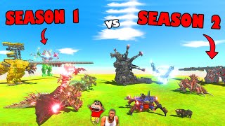 SEASON 1 VS SEASON 2 in Animal Revolt Battle Simulator with SHINCHAN and CHOP  THOR HYDRA MECHA [upl. by Isleen]