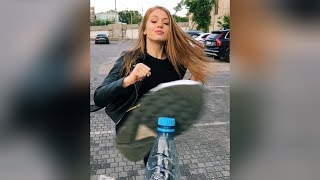 Best bottle cap challenge by Polina Dubkova bottle cap kick  Bottle cap challenger [upl. by Lawtun]