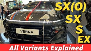 Hyundai Verna 2023 Variants Explained  EX S SX SXO SX Turbo SXO Turbo [upl. by Ellette957]