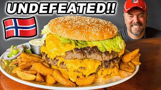 Norways Undefeated quotKing of All Burgersquot Triple Cheeseburger Challenge [upl. by Monsour]