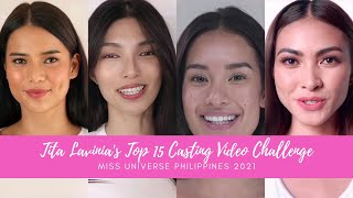 Tita Lavinias Top 15 Casting Video Challenge Miss Universe Philippines 2021 [upl. by Ttehr841]