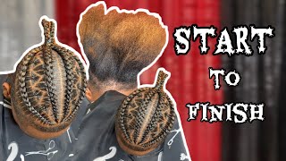 Male Braiding Hairstyle  Men Cornrow Style With Design  Stitch Braids  w Voice Over [upl. by Ennovahs]