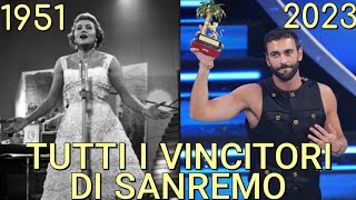 TUTTI I VINCITORI DEL FESTIVAL DI SANREMO DAL 1951 AL 2022  Maneskin Marco Mengoni e Due Vite [upl. by Maude]