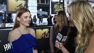 Holland Roden Talks Dylan OBrien Injury amp Stydia in Season 6 MTV Movie Awards 2016  Hollywire [upl. by Eirolam445]