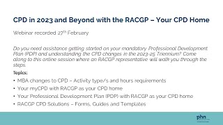 CPD in 2023 and Beyond with the RACGP – Your CPD Home [upl. by Raines]