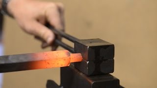 Blacksmithing  Using a spring swage Forging tenons [upl. by Yssor16]