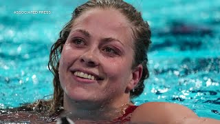 Missoulas Katharine Berkoff advances to finals of 100 backstroke at Paris Olympics [upl. by Goober]