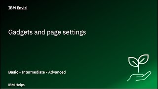 Envizi Gadgets and page settings [upl. by Felipe]