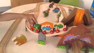 Bigjigs Dinosaur Wooden Train Set Play Patrol Toys Reveal and Review [upl. by Cilla]