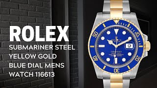 Rolex Submariner Steel Yellow Gold Blue Dial Mens Watch 116613  SwissWatchExpo [upl. by Aldercy]