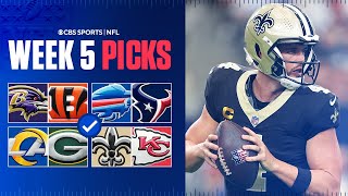 NFL Predictions and Best Bets For EVERY Week 5 Game Saints at Chiefs and MORE [upl. by Yesac]