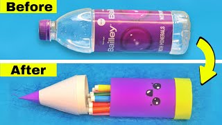 DIY Pencil box with water bottle  How to make cute pencil box from water bottle [upl. by Liba]