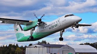 Widerøe Dash8300 x4  Polish airlift at Stord airport april 2020 [upl. by Serge874]