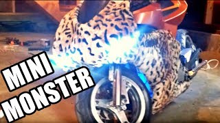 50cc Pocket Bike 16quot SLAMMED and STRETCHED Full Custom MINI MONSTER [upl. by Enoryt328]