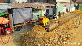 Excellent Working Skillful Spreading Stone Making New Foundation Village Road By Dozer amp Moto Grader [upl. by Taddeo]