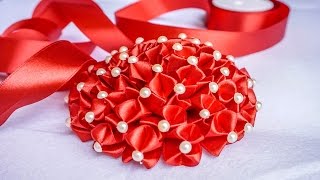 DIY Ribbon Flower  Weddings Flower Decorations  HandiWorks 87 [upl. by Kwapong]