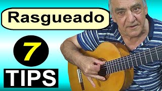 How to play rasgueado 7 tips Flamenco guitar lesson [upl. by Azrim]