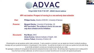 ADVAC Alumni webinar  19 April 2022  HPV vaccination [upl. by Elehcim]