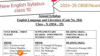 Class 10th English mid term syllabus 202425  midterm syllabus class 10 english syllabus class10 [upl. by Stoops]