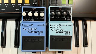 Analog synthesizer with stereo chorus pedals BOSS CH1 vs BOSS CE5 compared synth guitarpedals [upl. by Esinej]