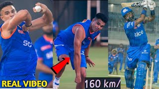 Arjun Tendulkar first Time bowling Hardik Pandya in MI practice session IPL 2024 [upl. by Aili188]