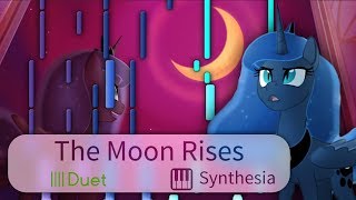 The Moon Rises Extended  Ponyphonic  ANIMATED DUET PIANO COVER wLYRICS  Synthesia HD [upl. by Hort224]