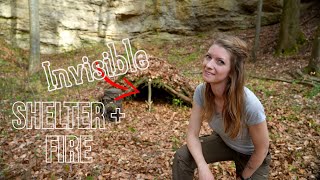 🌲​🦊Is this shelter really invisible Stealth Bushcraft Overnighter with dakota fire hole 🔥​🌿​ ​ [upl. by Scharf]