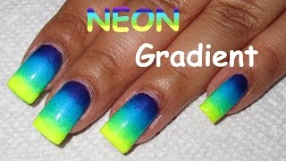 Neon Gradient  Nail Art Tutorial [upl. by Crosse268]