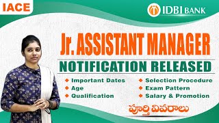 IDBI JAM Jr Assistant Manager Notification Out  Qualification Imp Dates Exam Pattern Details [upl. by Sev313]