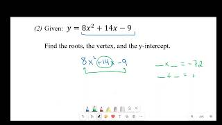 Factoring a Complex Quadratic Trinomial to find the roots and the vertex with fractional answers [upl. by Quin]