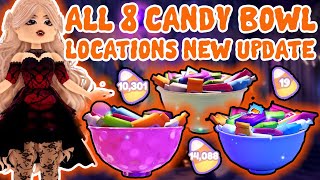 ALL 8 Candy Bowl Locations In The New EVENINGFALL Halloween Update Royale High [upl. by Angadreme]