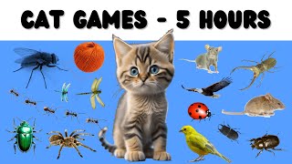 Cat Games Compilation 5 HOURS  Cat Entertainment with Mice Eagle Birds Fly Spiders [upl. by Ikcim]