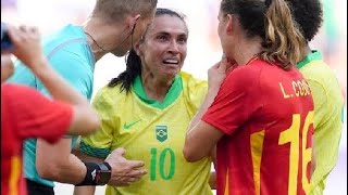 Marta Red Card ♦️😢 Brazil vs Spain Womens 02 Goals Highlights [upl. by Rhtaeh]