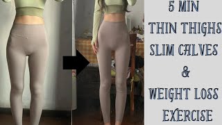 5 MIN Thin Thighs Slim Calves amp Weight Loss Legs Exercise for Beginners Easy to do it at home 💪 [upl. by Gaulin596]