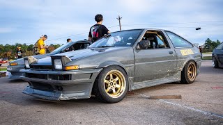 4k  AE86 only track day Texas AE86 Matsuri with RunningFree86 [upl. by Nahpets620]