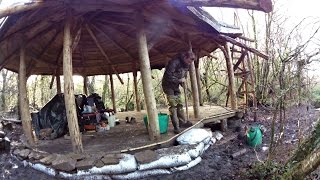 Off grid roundhouse build part 7 finished roof stem wall and a huge new Addition to the project [upl. by Terina889]