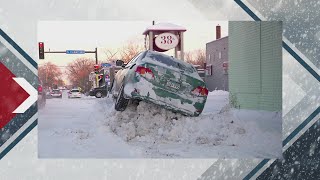 Car wedged in Minneapolis snowbank [upl. by Ennaeiluj]